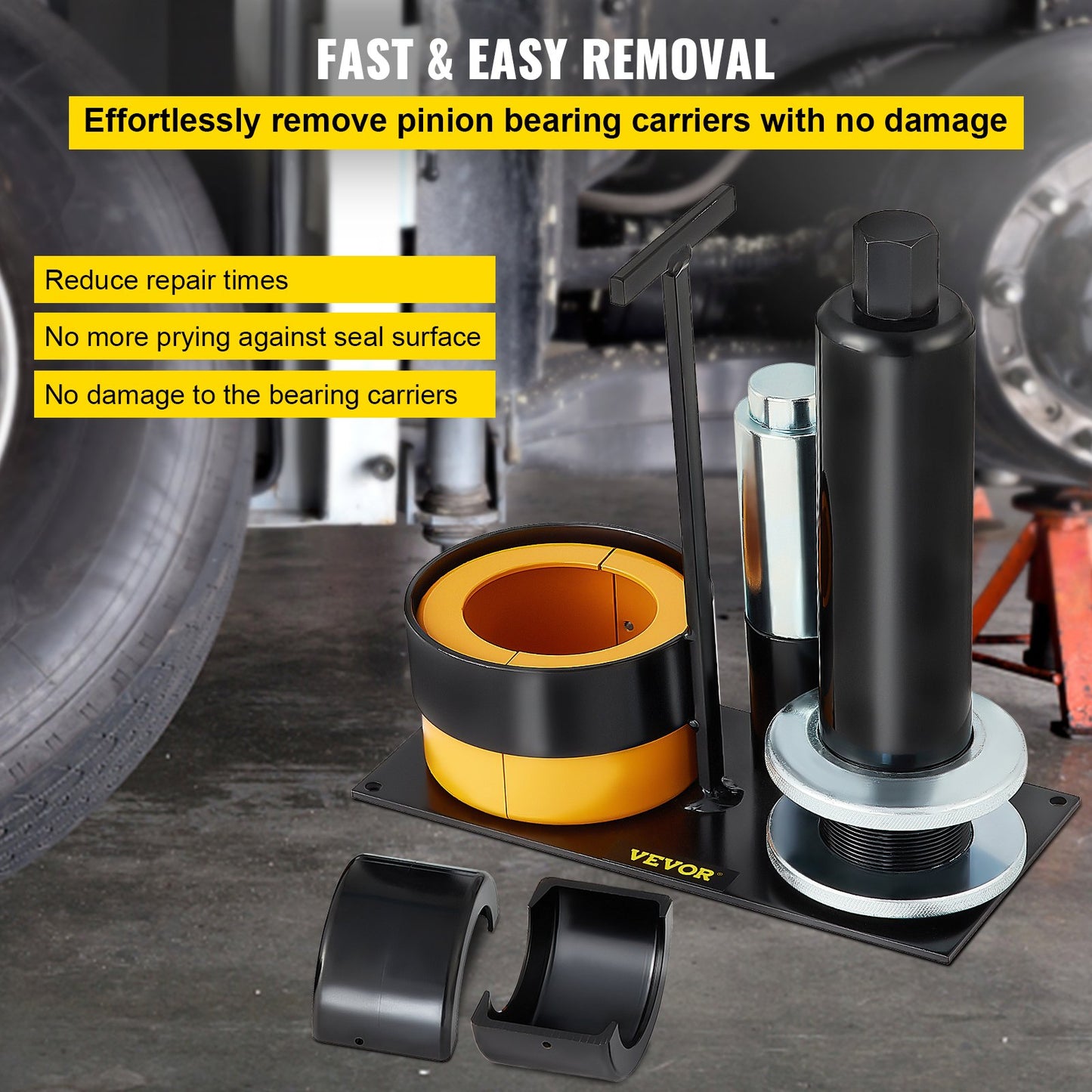 Lageravdragare för bärare och pinjong, kompatibel med Dana 30, 40, 60, 70, Ford 9"-lager, pinjongavdragarverktyg med 2 clamshells, 45# stål clamshell-lageravdragare för bilreparationer