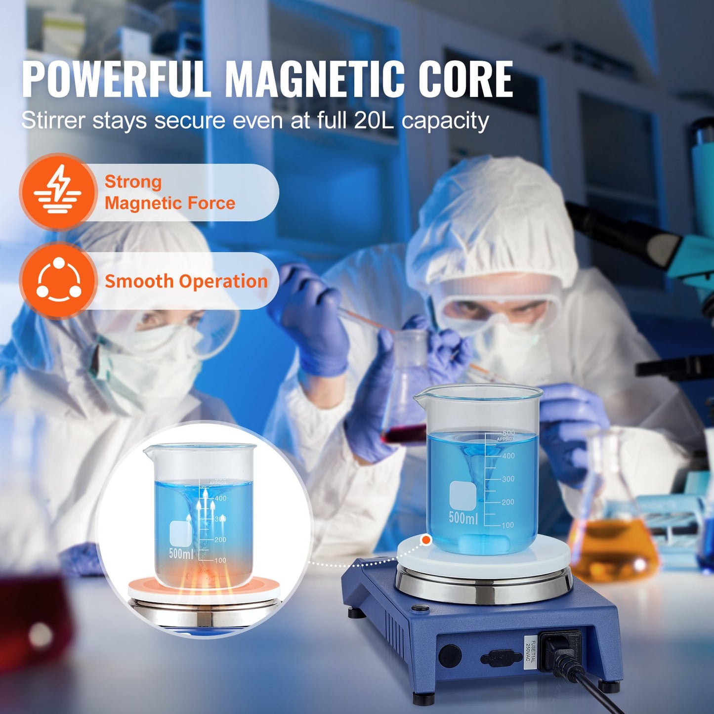 Magnetic Stirrer, 0-1500 RPM Stir Plate with Adjustable Speed Knob, 21L Plate Stirrer Kit, Stir Bar Included