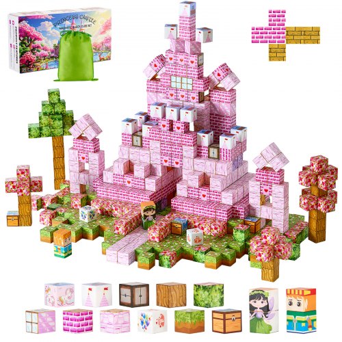 Magnetic Blocks, 100 PCS Princess Castle Set, Magnetic Building Cubes for Kids, STEM Montessori Sensory Toys for Christmas Birthday Gift, Construction Stacking Toy for 3+ Years Old Boys & Girls