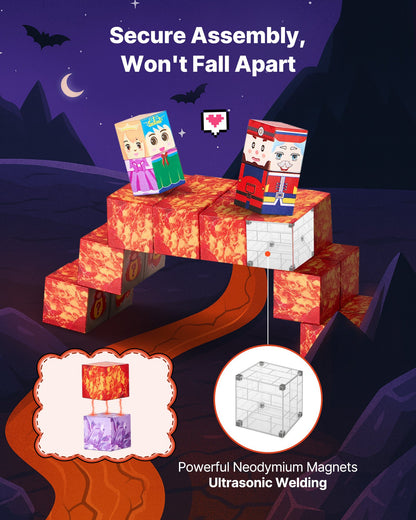 Magnetic Blocks, 100 PCS Dark Castle Set, Magnetic Building Cubes for Kids, STEM Montessori Sensory Toys for Christmas Birthday Gift, Construction Stacking Toy for 3+ Years Old Boys & Girls