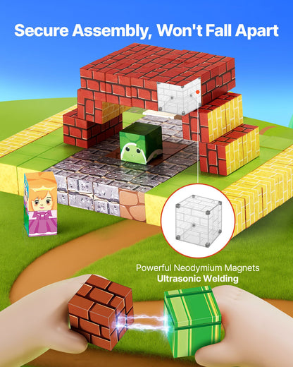 Magnetic Blocks, 100 PCS Magnet Blocks Set, Magnetic Building Cubes for Kids, STEM Montessori Sensory Toys for Christmas Birthday Gift, Construction Stacking Toy for 3+ Years Old Boys & Girls