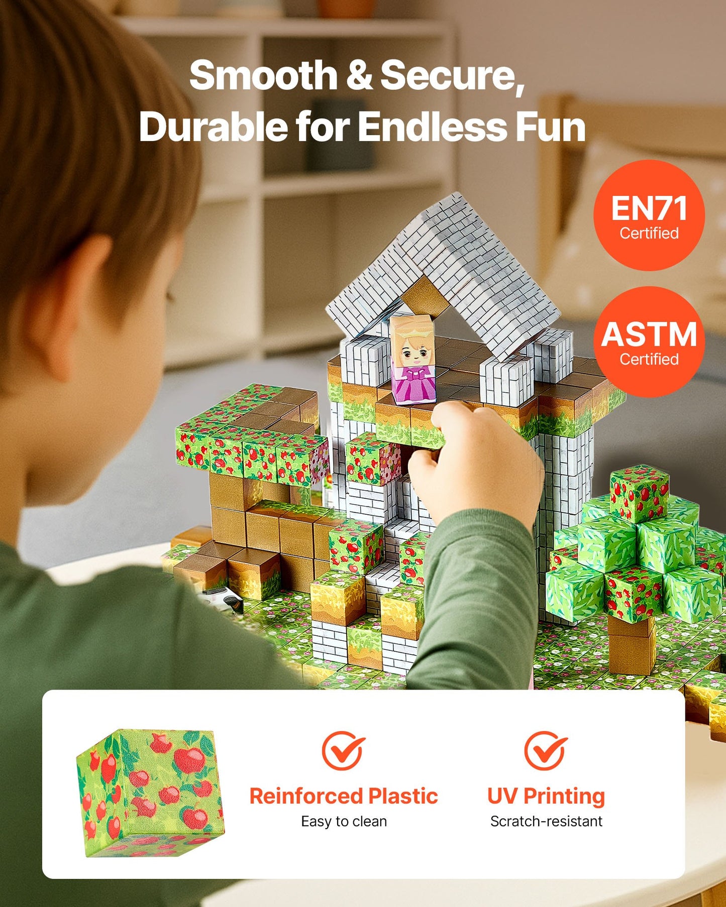 Magnetic Blocks, 150 PCS Forest Castle Set, Magnetic Building Cubes for Kids, STEM Montessori Sensory Toys for Christmas Birthday Gift, Construction Stacking Toy for 3+ Years Old Boys & Girls