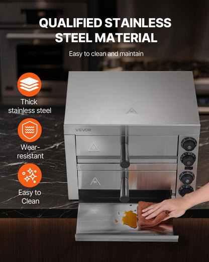 Electric Pizza Oven for Countertops, 12-inch, 1700W, with Temp Control & 0-60 Min Timer, Even Baking Technology & Easy Clean Crumb Tray, Ideal for Both Commercial & Home Kitchens