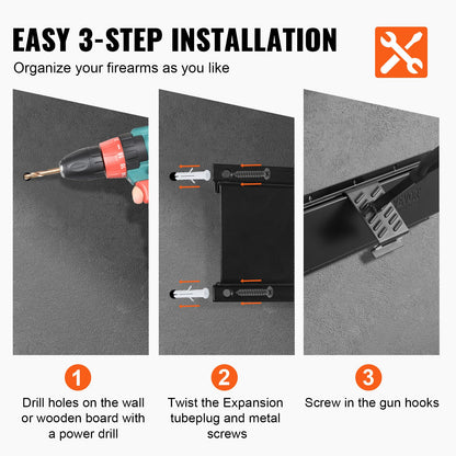 Gun Rack, Indoor Gun Rack Wall Mount, 6-Slot Vertical Rifle Shotgun Gun Rack, 81.6 kg Heavy Duty Metal Wall Gun Rack Display Stand with Soft Padding