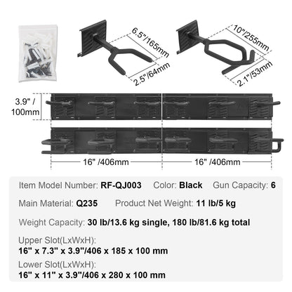 Gun Rack, Indoor Gun Rack Wall Mount, 6-Slot Vertical Rifle Shotgun Gun Rack, 81.6 kg Heavy Duty Metal Wall Gun Rack Display Stand with Soft Padding