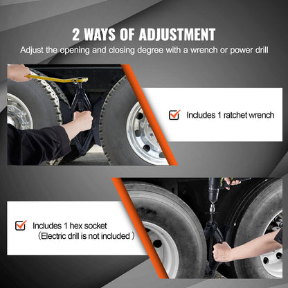 Camper Wheel Chock Stabilizer, Heavy Duty H-shaped RV Tire Locking Chock, Built-in Wrench Fit for 3.5" to 12" Tire Space, 2 Sets of Camper Wheel Chocks with Ratchet Wrench for RV Travel Trailer