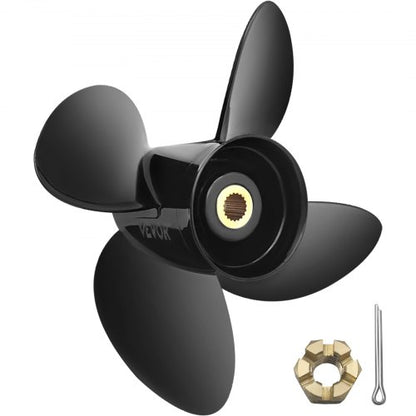 Outboard Propeller, Replace for OEM 3587522, 4-Blade 14 1/4\" x 19\" Pitch Aluminium Boat Propeller, Compatible with Volvo Penta SX Drive All Models, with 19 Tooth Splines, RH