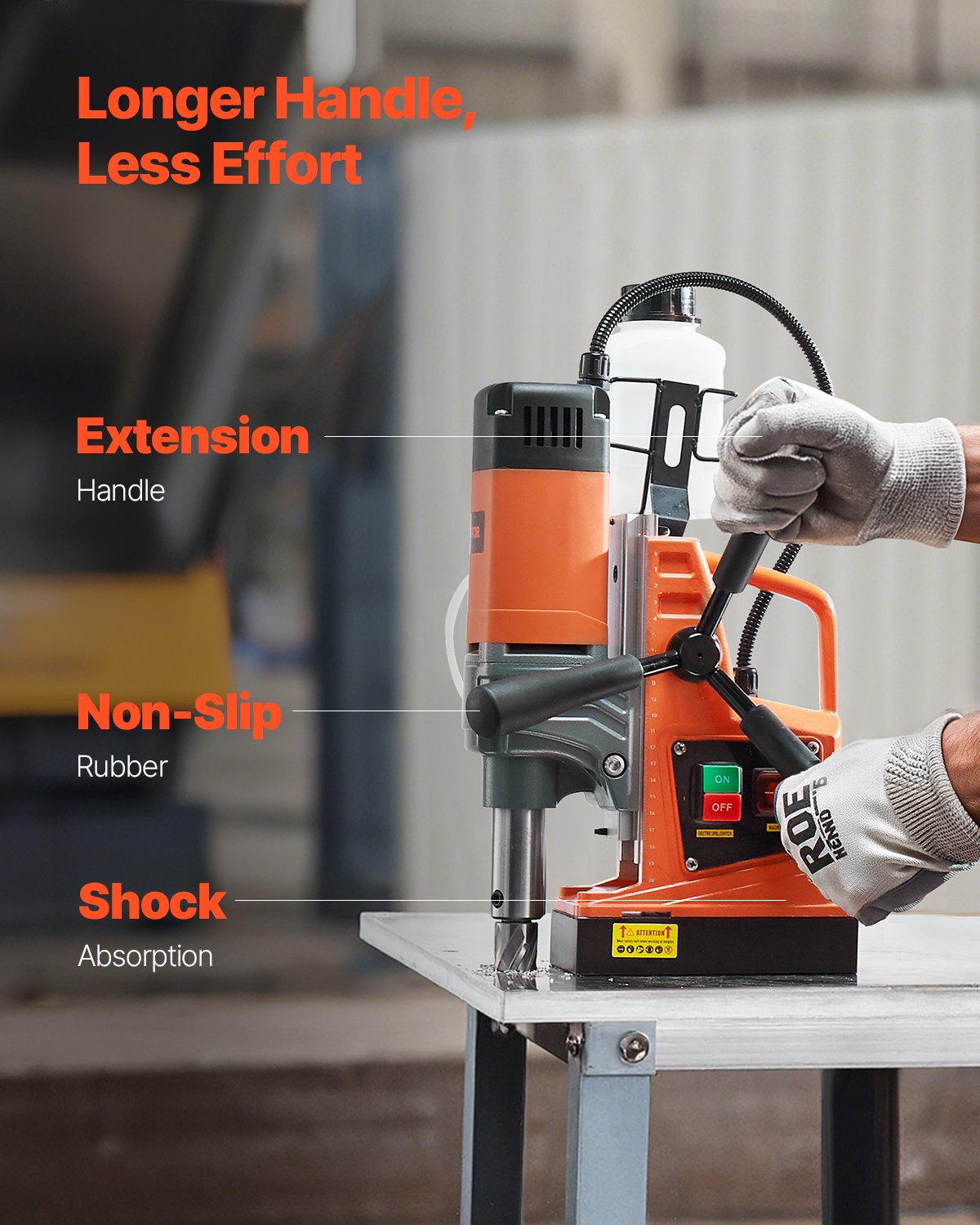 Magnetborrmaskin, 1300W motor, 1,6 tum borrdiameter, 2810 lbf bärbar elektrisk magnetborrpress, 810 varv/min tomgångshastighet, borrmaskin för metallytor, industri och heminredning
