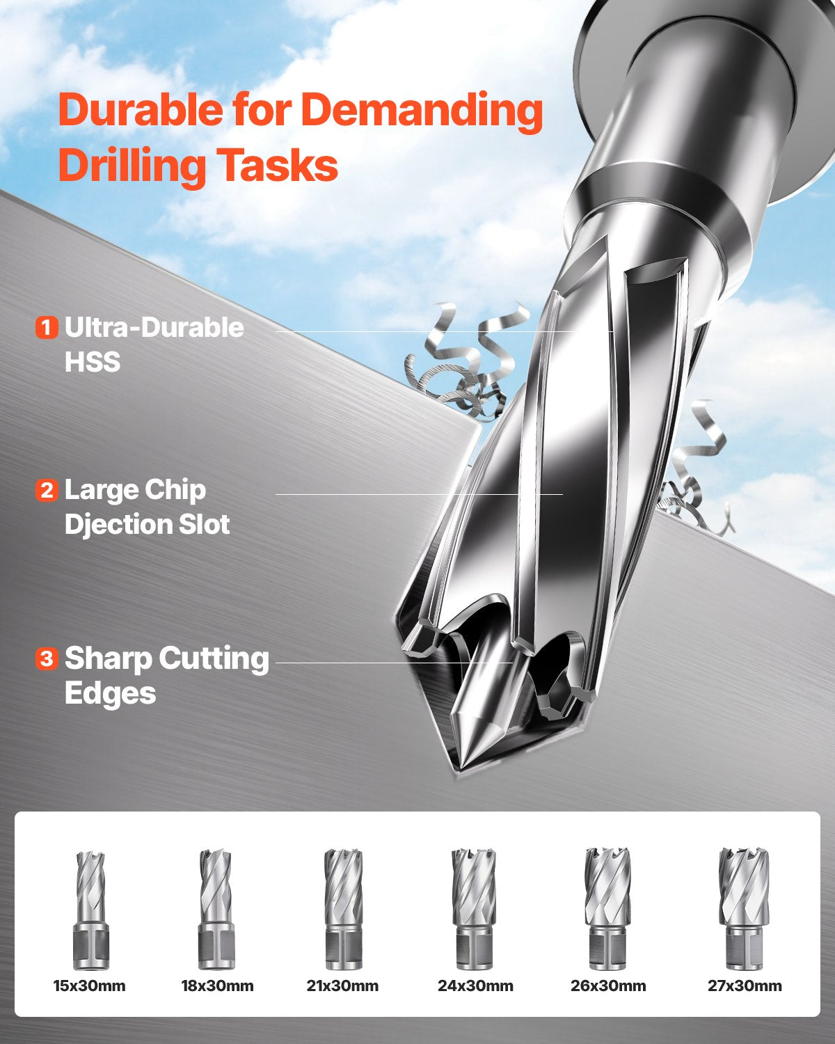 Magnetborrmaskin, 1400W motor, 2 tum borrdiameter, 2878 lbf elektrisk magnetborrpress, med 6 kärnborrar, variabel hastighet, borrmaskin för metallytor, heminredningsindustrin, gul