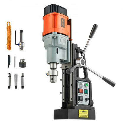 Magnetic Drill Press, 1500 W, 60 mm Boring Diameter, 13000N Power Mag Drill Press, 0-600 RPM Adjustable Speed, Morse Taper, M3-M16 Tapping, for Metal Surface, Industrial and Home Improvement