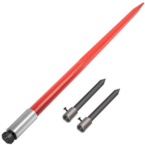 Hay Spear 49" Bale Spear 3000 lbs Capacity, Bale Spike Quick Attach Square Hay Bale Spears, Red Coated Bale Forks, Bale Hay Spike with 2 Stabilizer Spears