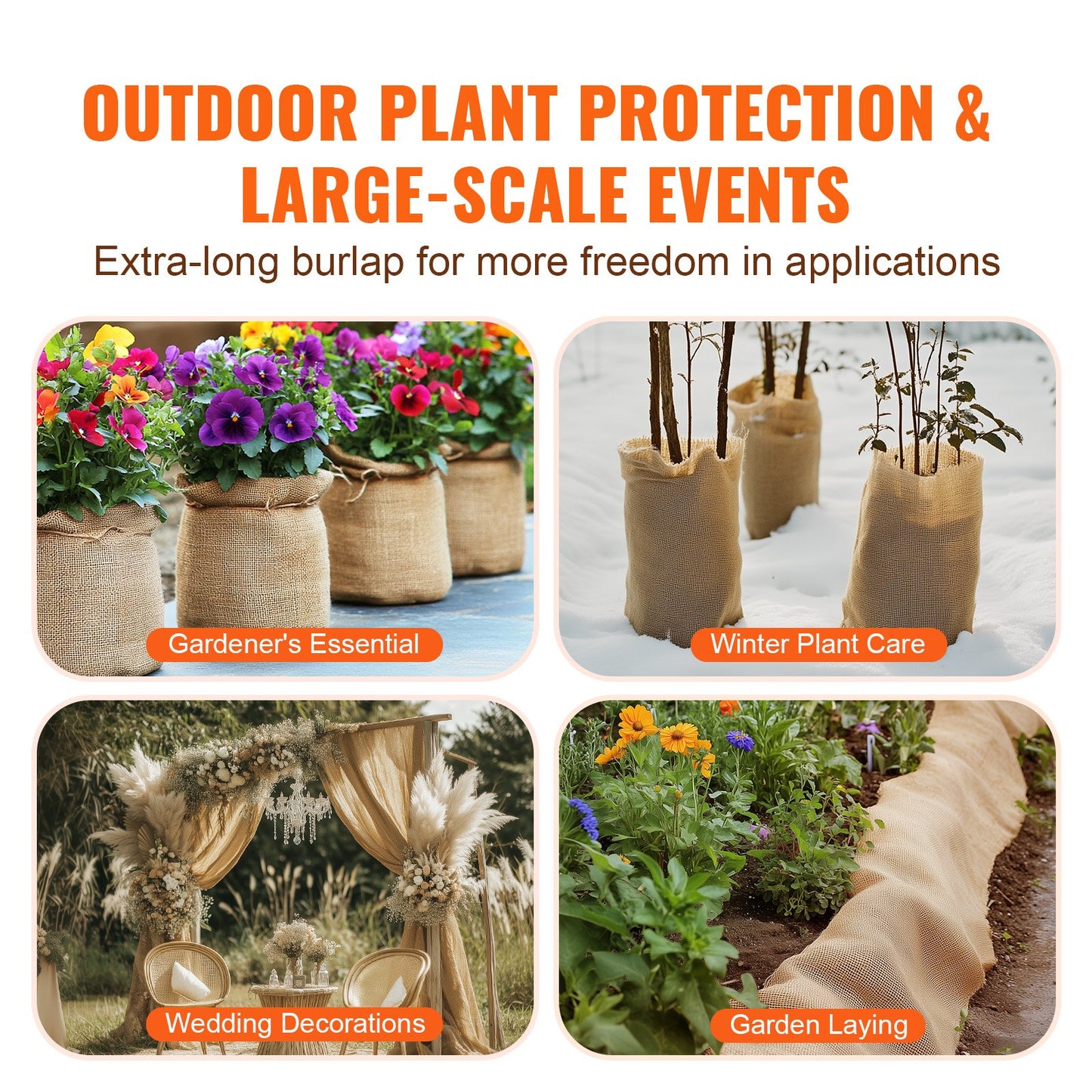 Burlap Fabric Roll, 14” x 150 ft & 50 x 50 High Density Wide Natural Burlap Fabric Rolls, Jute Fabric Burlap Tree Wrap Roll, for Decor, Crafts, Wedding, Gardening, Plant & Tree Winter Covering