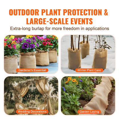 Rulle av säckväv i jutetyg, 102,5 cm x 22,5 cm och 132,5 cm breda rullar av säckväv i jutetyg, rulle av säckväv i jutetyg ​​för träd, för dekoration, hantverk, bröllop, trädgårdsskötsel, vintertäckning för växter och träd
