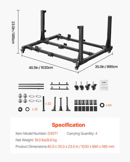 Jeep dörrförvaringsvagn, 4 dörrars flyttbar förvaringsvagnsställ med förtjockad gummikudde, robust bildörrhållare passar för Jeep Wrangler JK JKU JL Gladiator