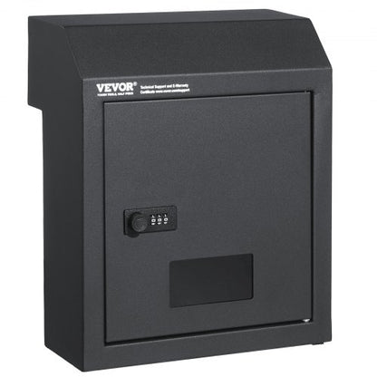Through The Door Key Drop Box Mailbox with Combination Lock Dark Gray