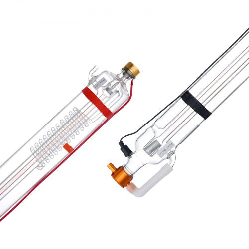 90W CO2-laserrör, 49,2 tum (1250 mm) längd, 3,1 tum (80 mm) diameter, laserskärrör i borsilikatglas med metallhuvud, 10 000 timmars kablar förkopplade för lasergravyr- och skärmaskin