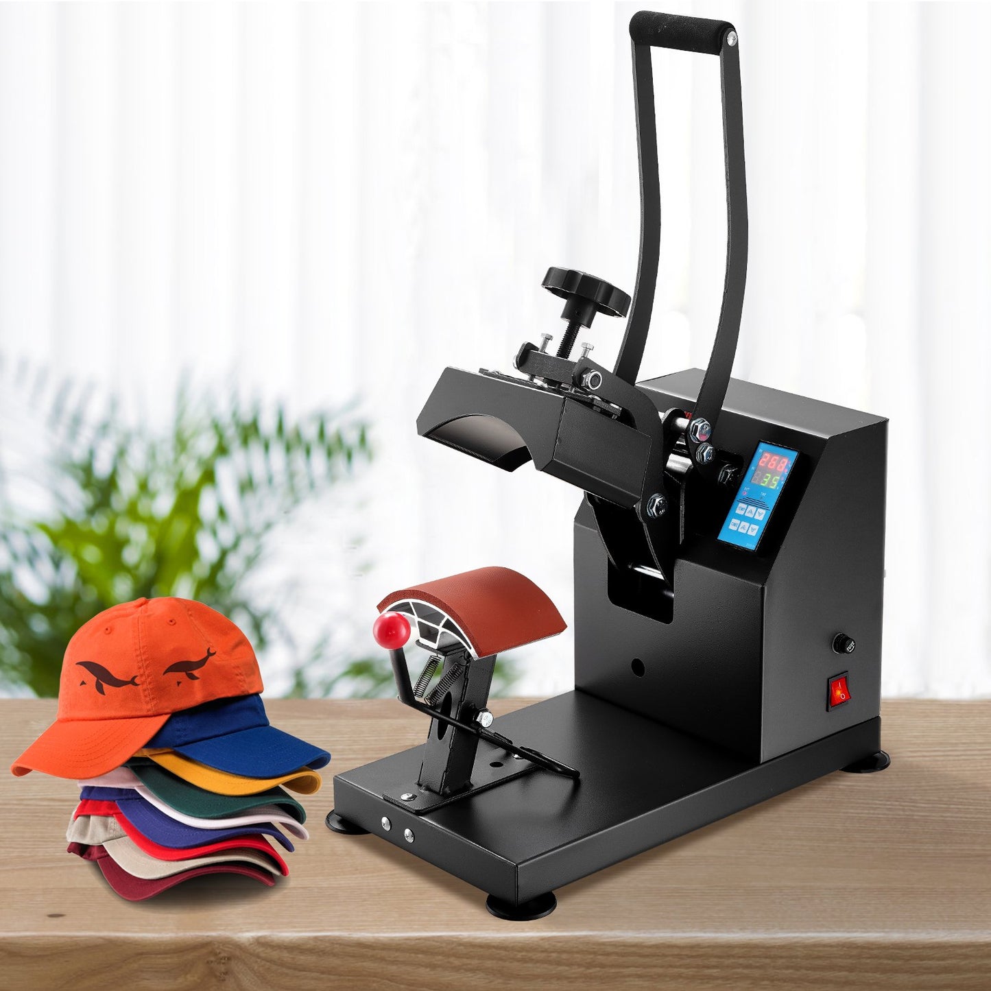Hat Heat Press 5.5 x 3.5 inch Heat Press Machine 600W Professional Hat Heat Press Machine for Hats Caps Transfer Press Heat with 12000 Hours Life Digital LCD Timer and Temperature Control