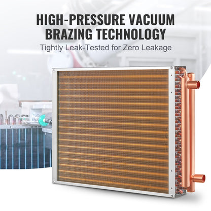 18"x 20"/45.7 x 50.8 cm Heat Exchanger Water to Air 3-Row 3/8"/ 1 cm Copper Ports 242 Fins