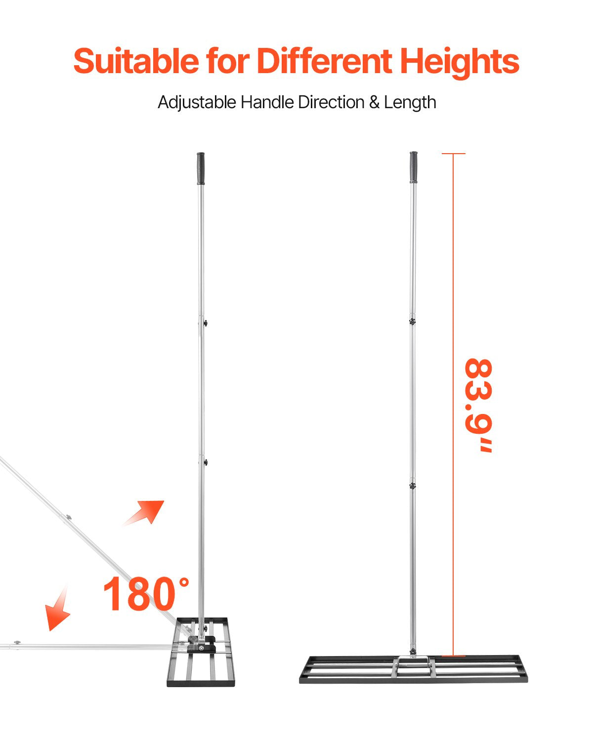 Lawn Leveling Rake, Lawn Leveler with 83.9 in Handle, 36x10 in Ground Plate, Rust-Resistant Carbon Steel Soil Leveler, 3 Heights Adjustable, Effort Saving Lawn Leveling Tool for Yard Golf Court