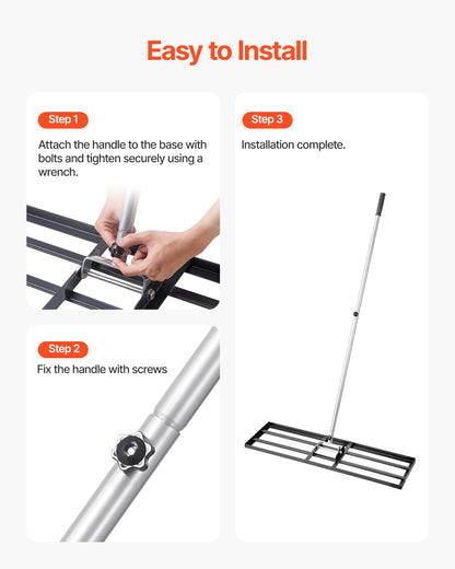 Lawn Leveling Rake, Lawn Leveler with 83.9 in Handle, 36x10 in Ground Plate, Rust-Resistant Carbon Steel Soil Leveler, 3 Heights Adjustable, Effort Saving Lawn Leveling Tool for Yard Golf Court