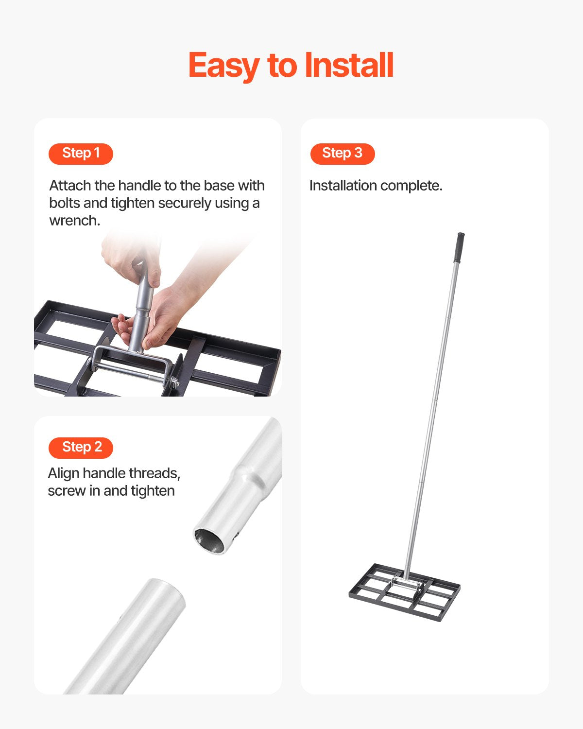 Lawn Leveling Rake, Lawn Leveler with 78 in Handle, 17x10 in Ground Plate, Rust-Resistant Carbon Steel Soil Leveler, 5 Heights Adjustable, Effort Saving Lawn Leveling Tool for Yard Golf Court