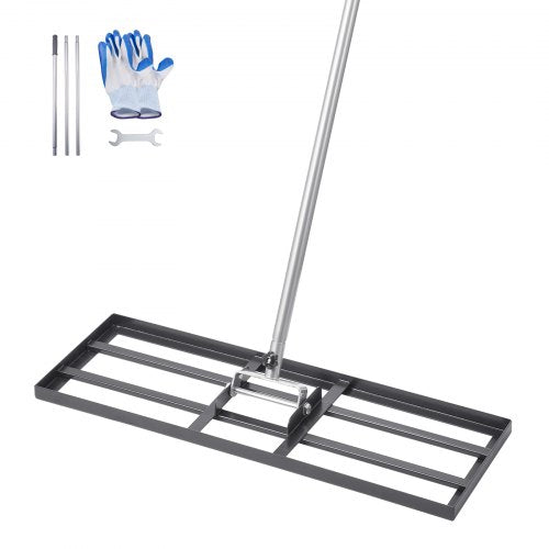 Lawn Leveling Rake, Lawn Leveler with 83.9 in Handle, 30x10 in Ground Plate, Rust-Resistant Carbon Steel Soil Leveler, 3 Heights Adjustable, Effort Saving Lawn Leveling Tool for Yard Golf Court
