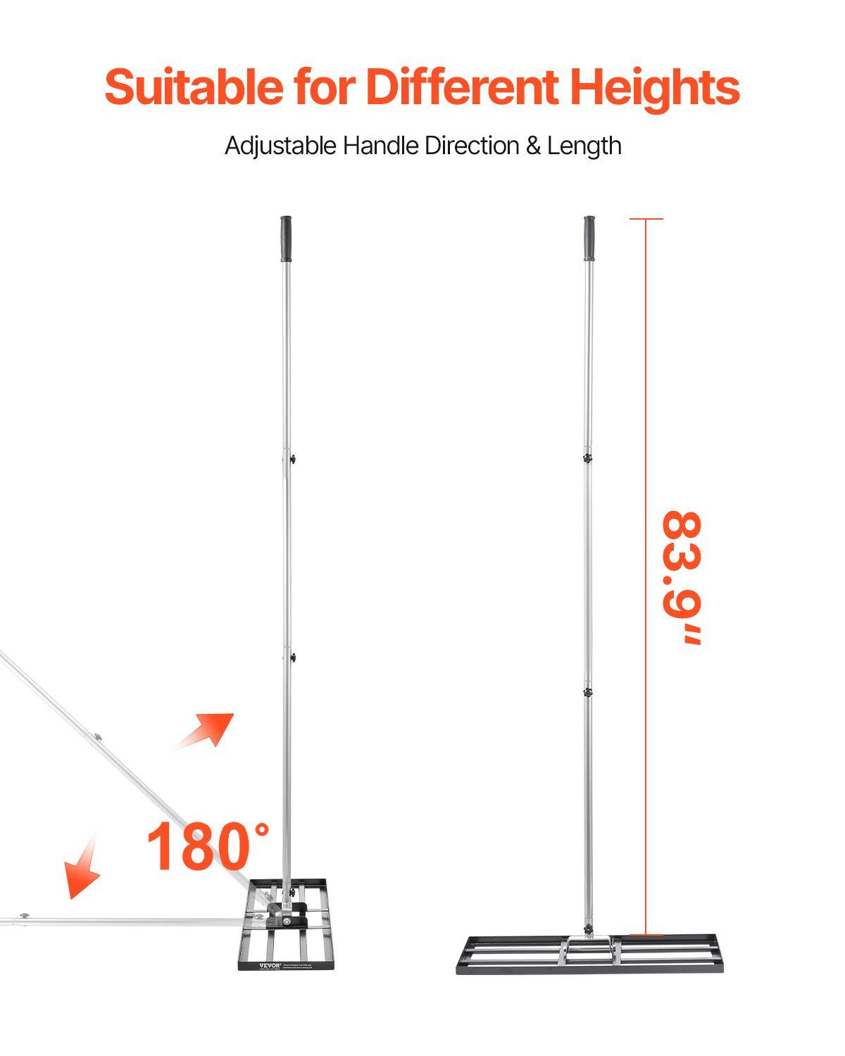 Lawn Leveling Rake, Lawn Leveler with 83.9 in Handle, 30x10 in Ground Plate, Rust-Resistant Carbon Steel Soil Leveler, 3 Heights Adjustable, Effort Saving Lawn Leveling Tool for Yard Golf Court