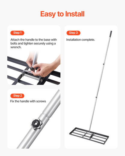 Lawn Leveling Rake, Lawn Leveler with 83.9 in Handle, 30x10 in Ground Plate, Rust-Resistant Carbon Steel Soil Leveler, 3 Heights Adjustable, Effort Saving Lawn Leveling Tool for Yard Golf Court