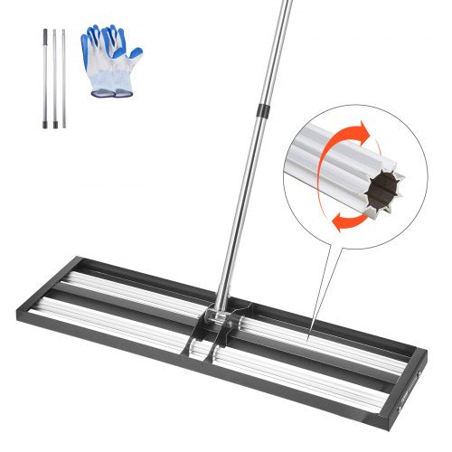 Lawn Leveling Rake, Lawn Leveler with 83.9 in Adjustable Handle, 36x10 in Ground Plate, Heavy Duty & Rust-Resistant Metal Soil Leveler, Effort Saving Lawn Leveling Tool for Yard Golf Court