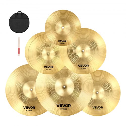 Cymbalpaket 6 delar cymbalset 254/355/400/455/505 mm (10 14 16 18 20 tum) cymbaler för trummor