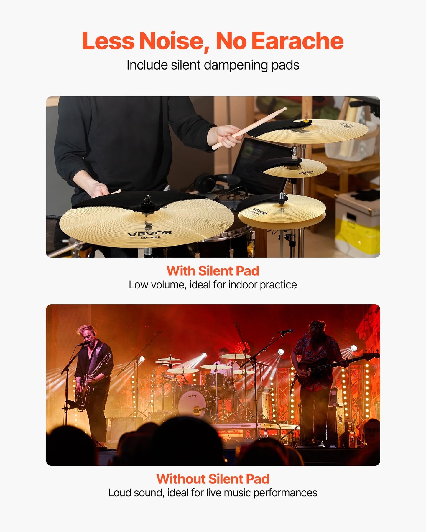 Cymbal Pack 6 Pieces Cymbal Set 254/355/400/455/505 mm (10 14 16 18 20 Inches) Cymbals for Drum