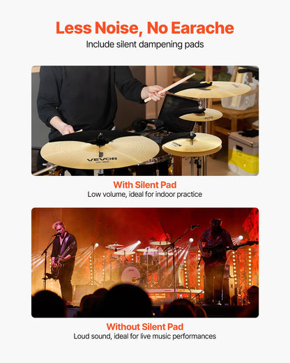 Cymbal Pack 6 Pieces Cymbal Set 254/355/400/455/505 mm (10 14 16 18 20 Inches) Cymbals for Drum