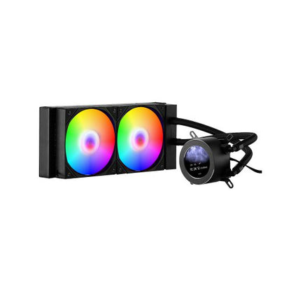 CPU Liquid Cooler, AIO CPU Water Cooler - 120mm PWN Fans & Pump, Customizable Black PC Liquid Cooler with 2.1" LCD Display & ARGB light, for Intel 115X/1366/2011/1700/1200, AMD AM4/AM5