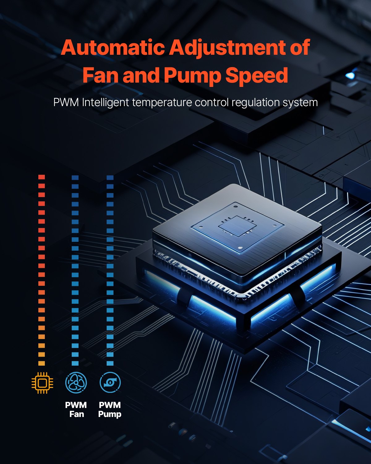 CPU Liquid Cooler, AIO CPU Water Cooler - 120mm PWN Fans & Pump, Customizable Black PC Liquid Cooler with 2.1" LCD Display & ARGB light, for Intel 115X/1366/2011/1700/1200, AMD AM4/AM5