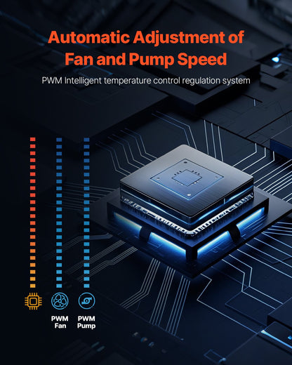 CPU Liquid Cooler, AIO CPU Water Cooler - 120mm PWN Fans & Pump, Customizable Black PC Liquid Cooler with 2.1" LCD Display & ARGB light, for Intel 115X/1366/2011/1700/1200, AMD AM4/AM5