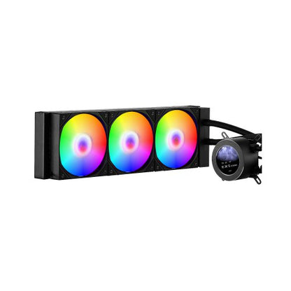 CPU Liquid Cooler, AIO CPU Water Cooler - 3 x 120mm PWN Fans & Pump, Customizable Black PC Liquid Cooler with 2.1" LCD Display & ARGB light, for Intel 115X/1366/2011/1700/1200, AMD AM4/AM5