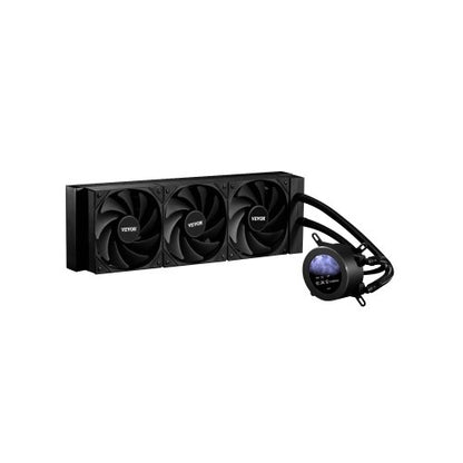CPU-vätskekylare, AIO CPU-vattenkylare - 3 x 120 mm PWN-fläktar, pump och 2,1" LCD-skärm, max 2200 PRM svart CPU-kylfläkt, kompatibel med Intel 115X/1366/2011/1700/1200, AMD AM4/AM5