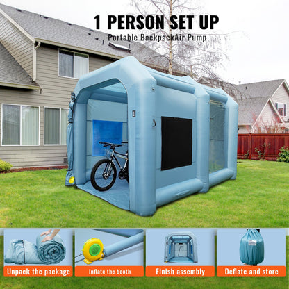 Inflatable Spray Booth Car Paint Tent 396 cm x 305 cm x 274 cm Filter System Blower 950W