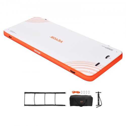 Uppblåsbar flytbrygga, 15 x 6FT uppblåsbar bryggplattform, halkfri flytbryggsmatta med bärbar bärväska och avtagbar stege, flytande plattform för pool, strand, hav