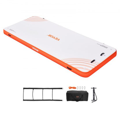 Uppblåsbar flytbrygga, 15 x 6FT uppblåsbar bryggplattform, halkfri flytbryggsmatta med bärbar bärväska och avtagbar stege, flytande plattform för pool, strand, hav