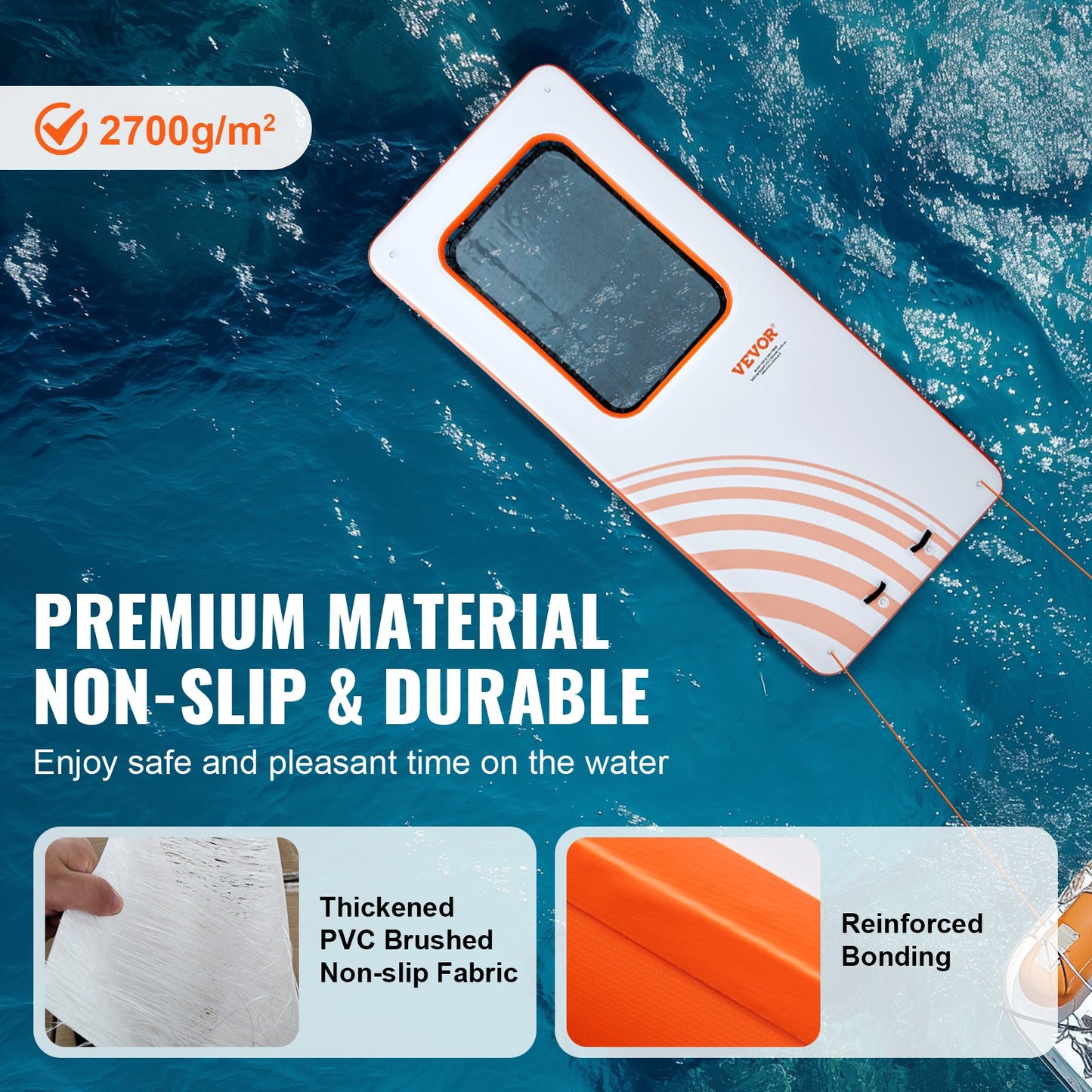 Inflatable Floating Dock, 15x6.5FT Inflatable Dock Platform with 4*6FT Trampoline Mesh Pool, Non-Slip Floating Platform Water Mat with Portable Bag & Detachable Ladder for Pool Beach Relaxation