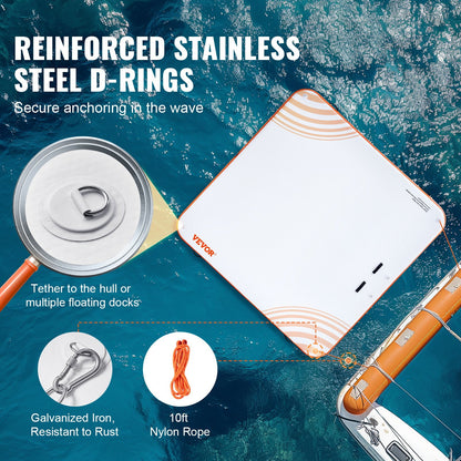 Inflatable Floating Dock,7 x 7FT Inflatable Dock Platform, Non-Slip Water Floating Dock Mat with Portable Carrying Bag & Detachable Ladder, Floating Platform Island Raft for Pool Beach Ocean