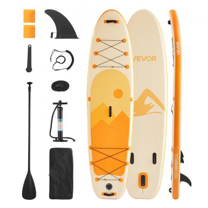 Uppblåsbar ståuppspaddelbräda, 3,05 m x 84 cm x 15 cm bred ultralätt SUP-paddelbräda, alla tillbehör ingår, pump, paddel, fena, ryggsäck, fotledsrem, rem, halkfritt däck för ungdomar, vuxna