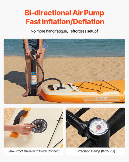 Inflatable Stand Up Paddle Board, 3.35m x 84cm x 15cm Wide Ultra-Light SUP Paddleboard, All Accessories Included, Pump, Paddle, Fin, Backpack, Ankle Leash, Strap, Non-slip Deck for Youth Adults