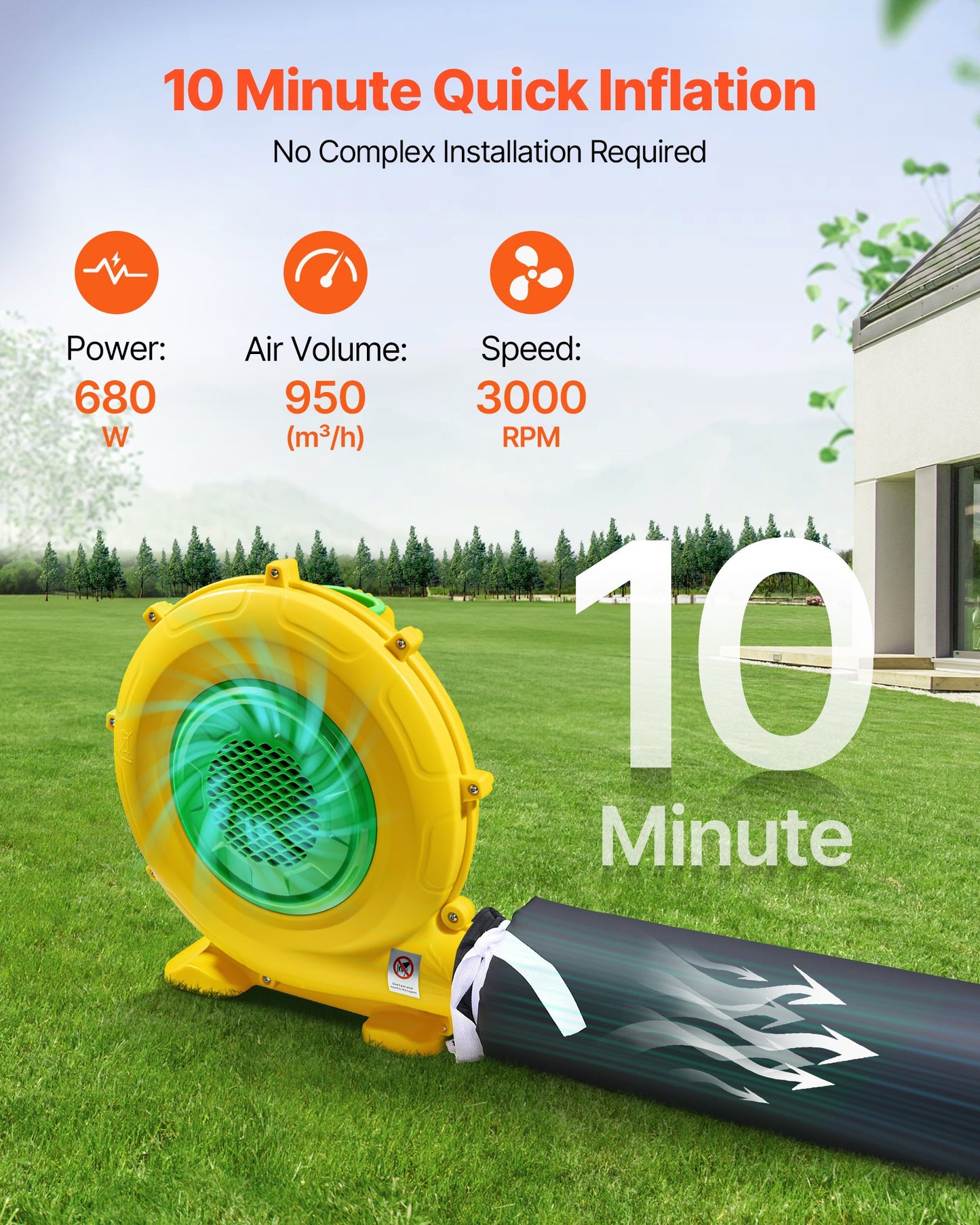 Inflatable Nightclub, 5 x 4 x 3.8 m Inflatable Party Tent with 680W Blower & Sandbag, Ventilated Blow up Night Club with 2 Windows, Air Cube House for Event Birthday Wedding Party