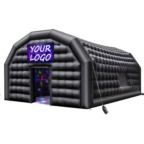 Inflatable Nightclub, 9 x 6 x 4 m Inflatable Party Tent with 1100W Blower & Sandbag, Ventilated Blow up Night Club with 2 Windows, Air Cube House for Event Birthday Wedding Party