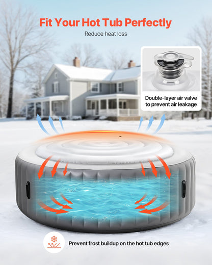 Inflatable Hot Tub Cover, 5.4 Ft / 164.5 cm Round Hot Tub Cover Protector, Insulated Spa Covers for Inflatable Hottub, Weatherproof and Waterproof Energy Saving Lid for Outdoor Use, White