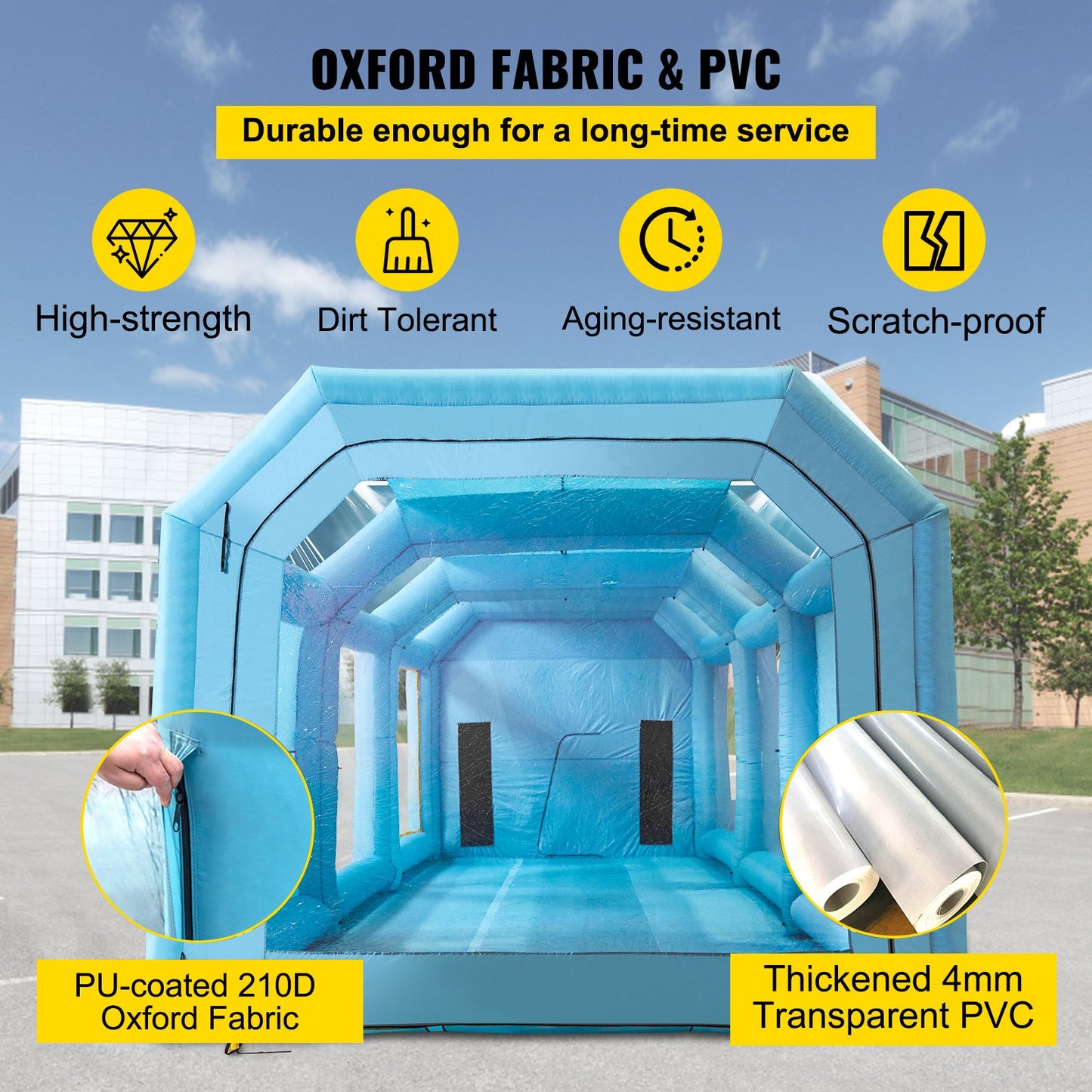 Inflatable Paint Booth, 39.4x16.4x13.1 ft Spray Paint Booth, with 2 Powerful Blowers, Inflatable Spray Booth with Air Filter System, Car Paint Booth for Car Parking Tent Workstation, Blue