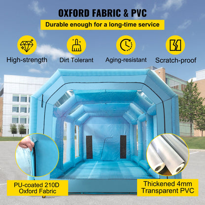 Inflatable Paint Booth, 39.4x16.4x13.1 ft Spray Paint Booth, with 2 Powerful Blowers, Inflatable Spray Booth with Air Filter System, Car Paint Booth for Car Parking Tent Workstation, Blue