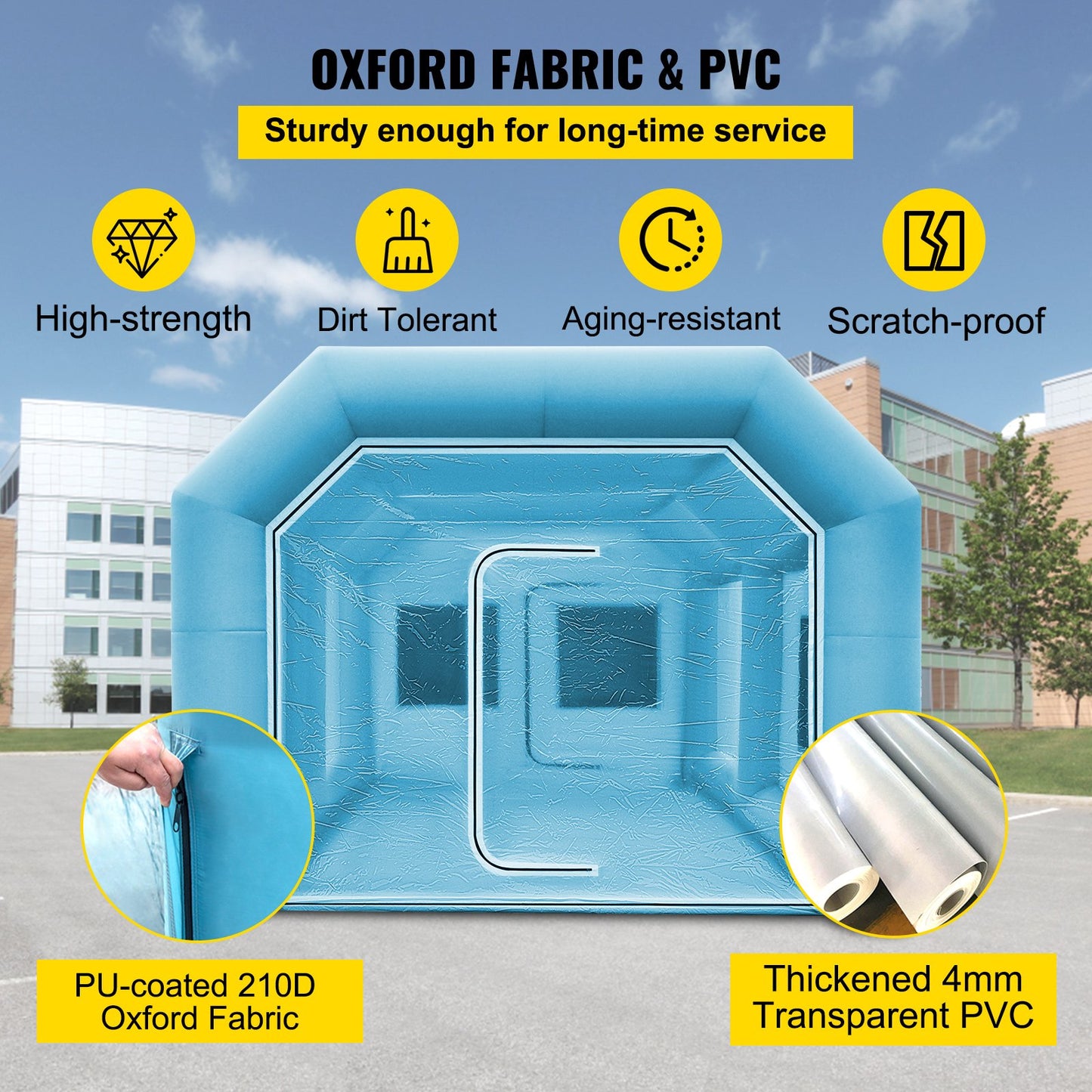 Inflatable Tent, 13 x 8 x 7 ft Inflatable Spray Booth Custom Tent, Inflatable Paint Booth Tent Car Paint Booth Workstation 210D Oxford Fabric With 2 Blowers